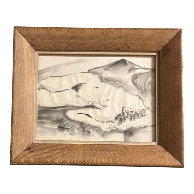 1970’s Abstract Expressionist Female Nude Watercolor Painting Vintage Modernist Frame For Sale