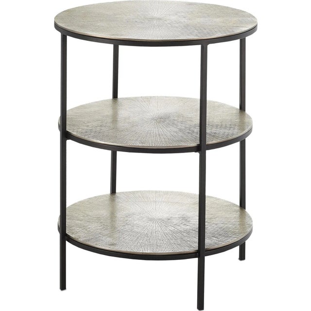 Currey & Company Currey & Company Pewter Cane Accent Table For Sale - Image 4 of 4