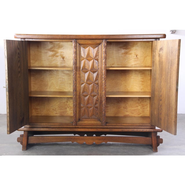 1970s Vintage Baroque Brutalist Danish Oak Cabinet, 1960s For Sale - Image 5 of 18