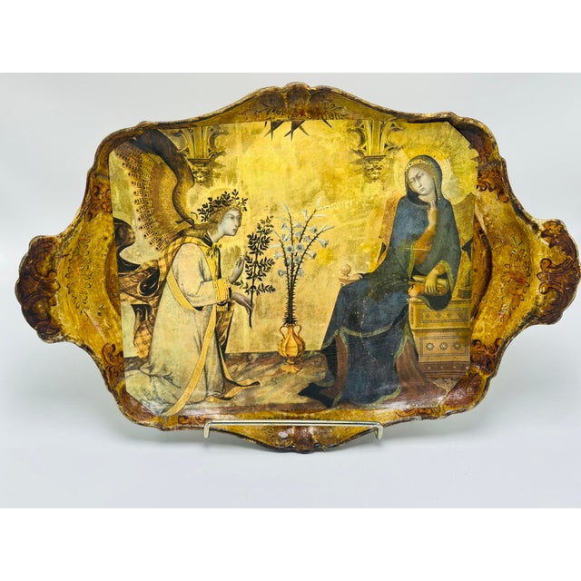 Italian Vintage Decoupage Tray For Sale - Image 3 of 9