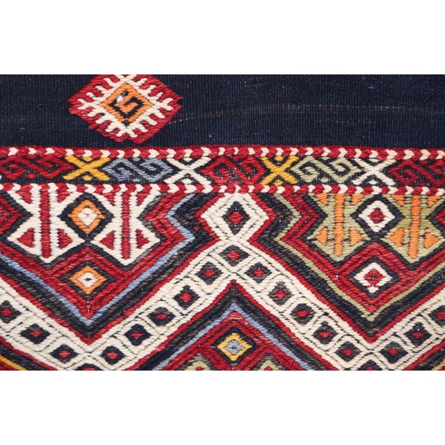 1980s Ethnic Design Cappadocia Hand Knotted Natural Wool Kilim Runner Rug For Sale - Image 11 of 12