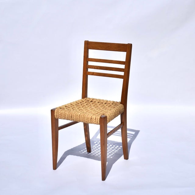 Vibo Vesoul 1940s Pair of Rope & Beech Wood Chairs Attributed to Frida Minet & Adrien Audoux for Vibo Vesoul For Sale - Image 4 of 10