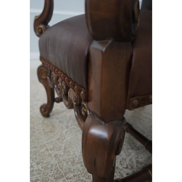 Century Leather & Wood High Back Armchair For Sale - Image 16 of 18