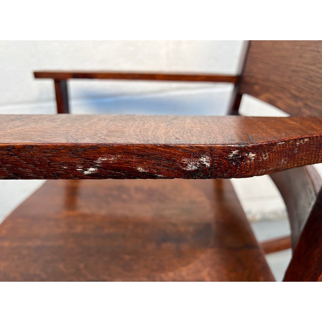 Mid 20th Century Mission Style Rocking Chair in Oak For Sale - Image 10 of 14