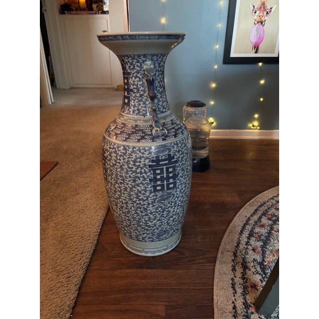 Antique Chinese Porcelain Blue and White ‘Double Happiness’ Vase, Circa 1890 For Sale - Image 10 of 12