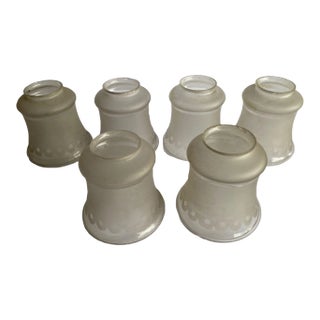 2 " Victorian Style Frosted Laced Hand Blown Glass Shades Six Available For Sale