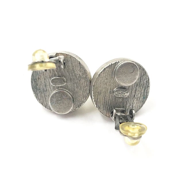 Chanel Chanel Silver CC Iridescent Pearl Gumball Clip on Earrings - 2 Pieces For Sale - Image 4 of 4