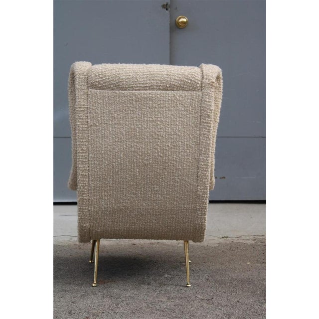 Beige Senior Armchair in Wool & Brass by Marco Zanuso, 1950s For Sale - Image 8 of 15