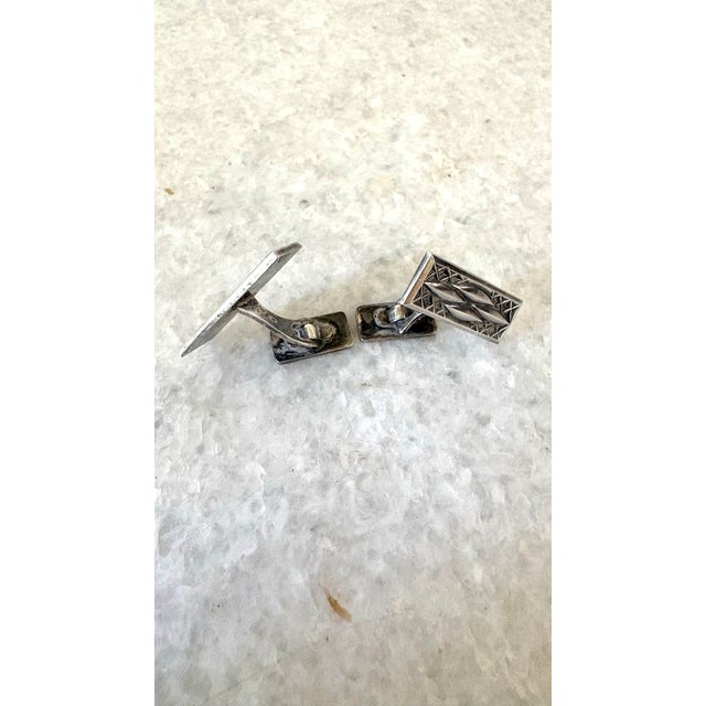 Sterling Silver Art Deco Cufflinks For Sale - Image 4 of 4