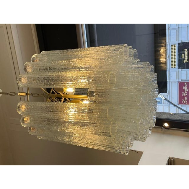 Tronchi Chandelier in Murano Glass with Brass Frame by Venini, 1960s For Sale - Image 3 of 10