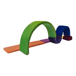 María Magán Lampón, Architectural Composition with Color Blocks and Infinity Bridge Motif, 2026, Acrylic on Canvas For Sale