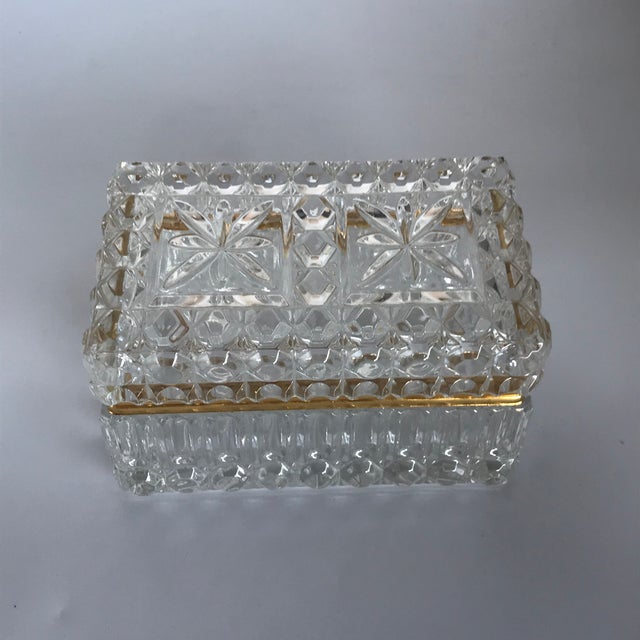 Vintage Crystal Glass Hinged Trinket Box Chairish