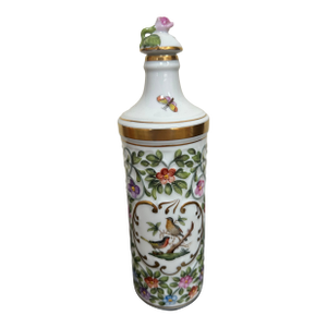 Herend Hand-Painted Floral Porcelain Perfume Bottle With Rose Dauber