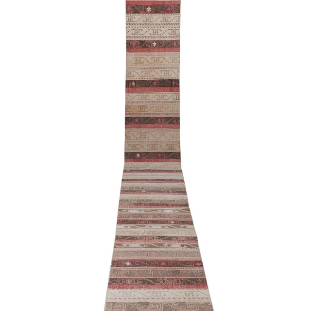 Mid-Century Modern Vintage Patchwork Turkish Runner Rug - Stair Carpet For Sale - Image 3 of 13