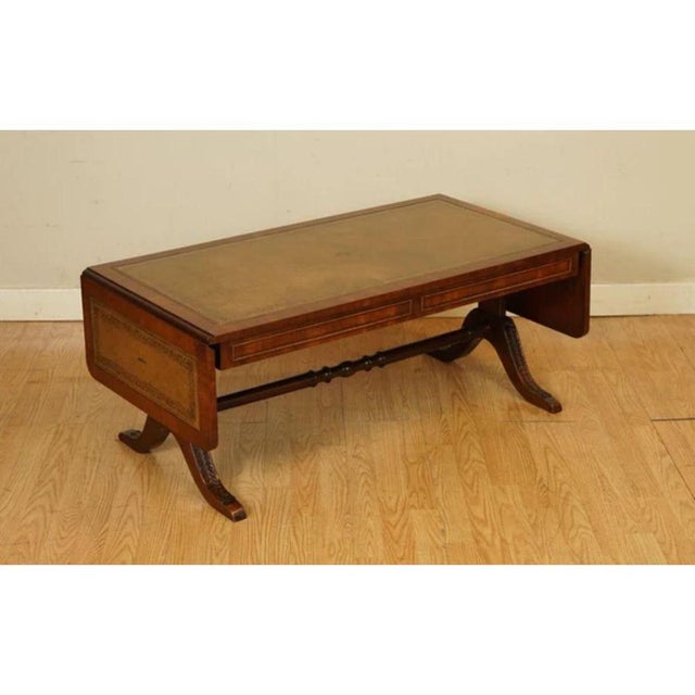 Vintage Extendable Coffee Table with Leather Top and Carved Legs from Bevan-Funnell For Sale - Image 4 of 12
