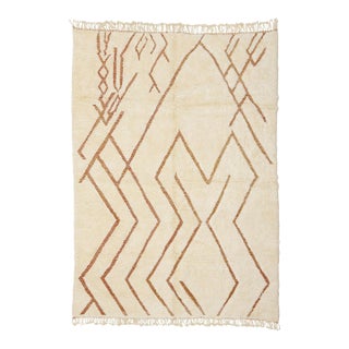 Berber Geometric Hand-Knotted Moroccan Wool Rug | 9'4" X 6'9" | One of a Kind For Sale