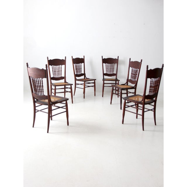 Antique Press Back Dining Chairs Set of 4 For Sale - Image 10 of 16
