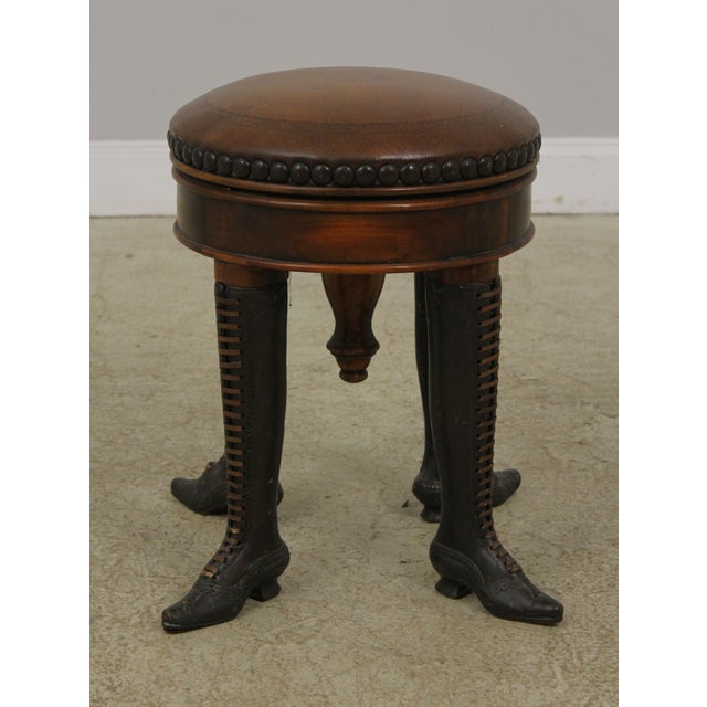 Theodore Alexander Leather Seat Swivel Stool Chairish