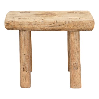 Farmhouse Low Stool W/Bleached Finish For Sale