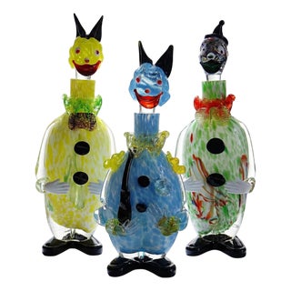 Large Murano Glass Clown Carafes, Italy, 1960s-1970s, Set of 3 For Sale