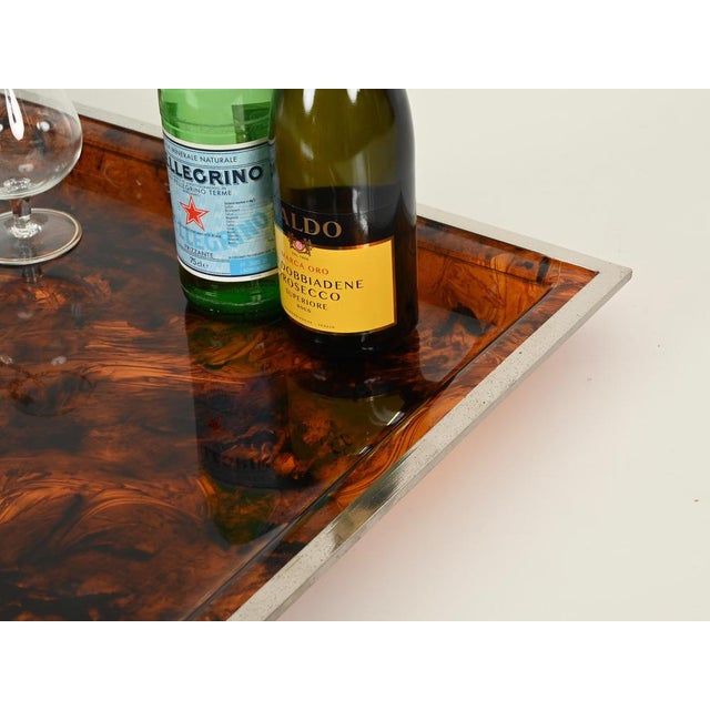 Rectangular Tortoiseshell Effect Acrylic Glass Serving Tray from Dior, Italy, 1970s For Sale - Image 6 of 15