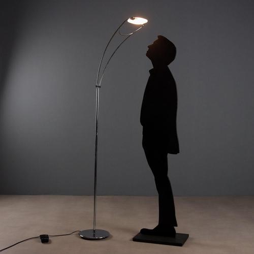 Floor lamp with chromed metal base and structure and adjustable glass diffuser. This piece is attributed to the mentioned...