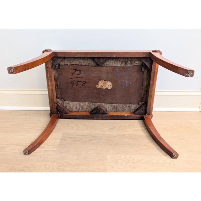 Mid 20th Century Vintage Mid Century Saber Legged Bench Ottoman Cherry Styled After Gibbings For Sale - Image 5 of 12