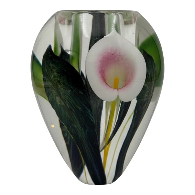 Exceptional Scott Bayless for Lotton Studios Calla Lily Vase — Rare Signed American Studio Art Glass For Sale