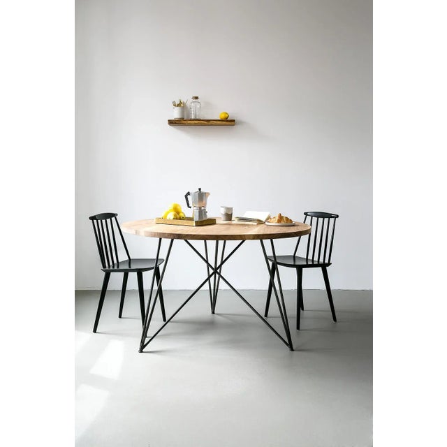 Contemporary Large Oak & Steel Round Table by Philipp Roessler for NUTSANDWOODS For Sale - Image 3 of 4