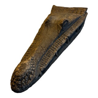 African Wood Hand-Carved Crocodile Head For Sale