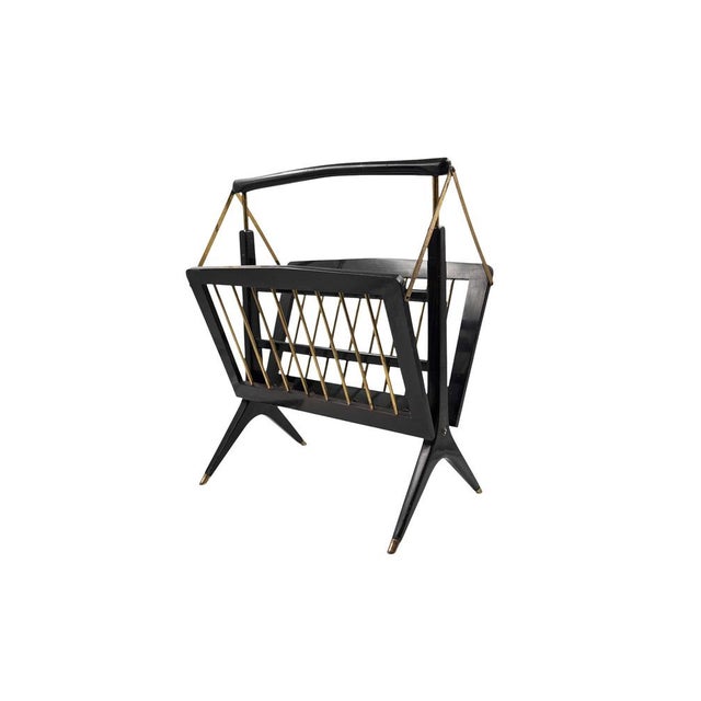 1960s Mid-Century Modern Italian Brass Magazine Rack, 1950s For Sale - Image 5 of 14