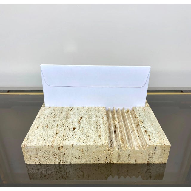 Travertine Letter Holder Paperweight from Fratelli Mannelli, Italy, 1970s For Sale - Image 6 of 8