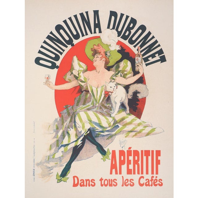 Jules Cheret, Elegant Woman with Her Aperitif and Her Cat, 1897, Lithograph For Sale - Image 11 of 11