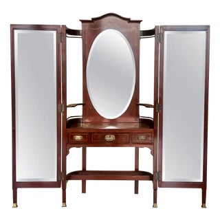 Art Nouveau Vanity Table with Folding Dresser Mirror, 1920 For Sale