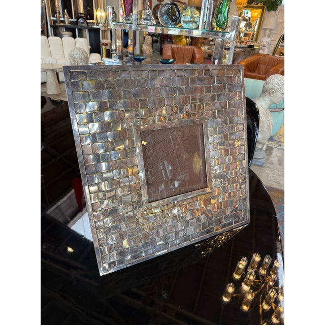 Metal Vintage Italian Hand-Woven Silver Plate Picture Frame, 1970s For Sale - Image 7 of 7