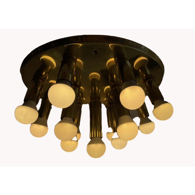 Art Deco Style Brass 13-Light Ceiling Light from TZ Leuchten, Germany, 1980s For Sale - Image 11 of 12