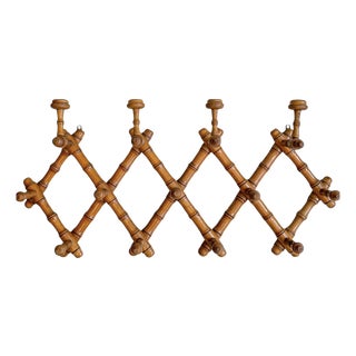 French Faux Bamboo Harmonica Wall Mounted Coat Rack, 1920s For Sale
