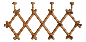 French Faux Bamboo Harmonica Wall Mounted Coat Rack, 1920s