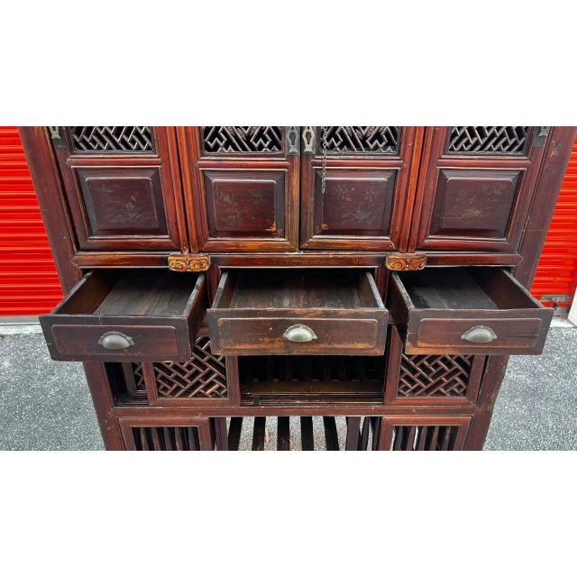 Maroon Late 19th Century Antique Chinese Kitchen Pantry For Sale - Image 8 of 9