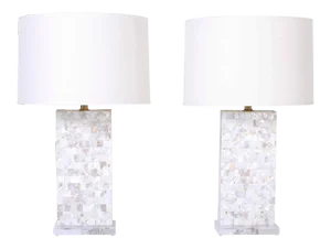 Midcentury Mother of Pearl Table Lamps - A Pair