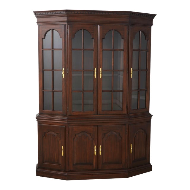 1980s Harden Cherry 2 Piece 4 Door China Cabinet For Sale