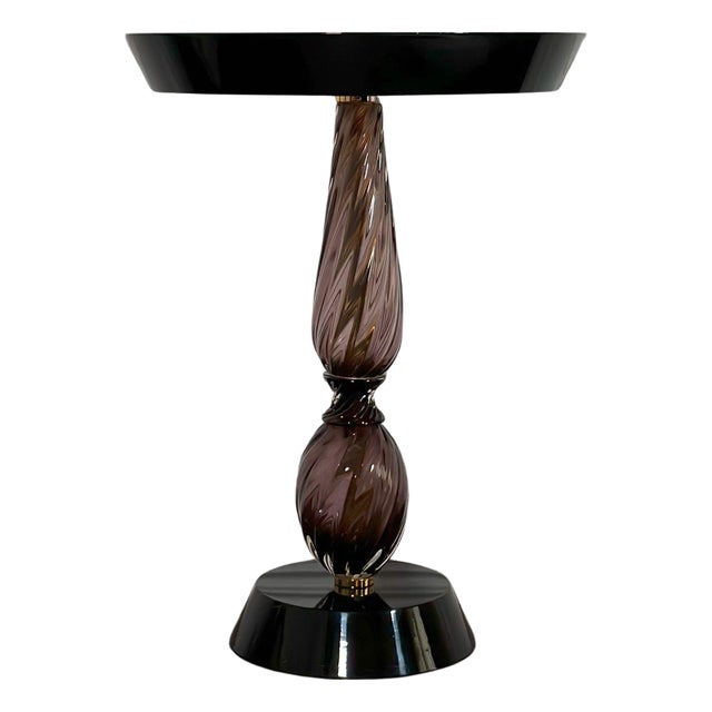 Murano Glass Side Table with Amethyst Stem from Seguso, Italy, 2018 For Sale