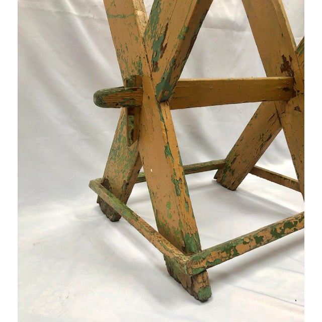 Rustic European Antique French Hand Crafted Trestle Table For Sale - Image 3 of 13