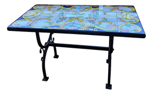 Handcrafted Coffee Table with Hand-Painted Majolica Ceramic Top and a Wrought Iron Base, 2000-2010