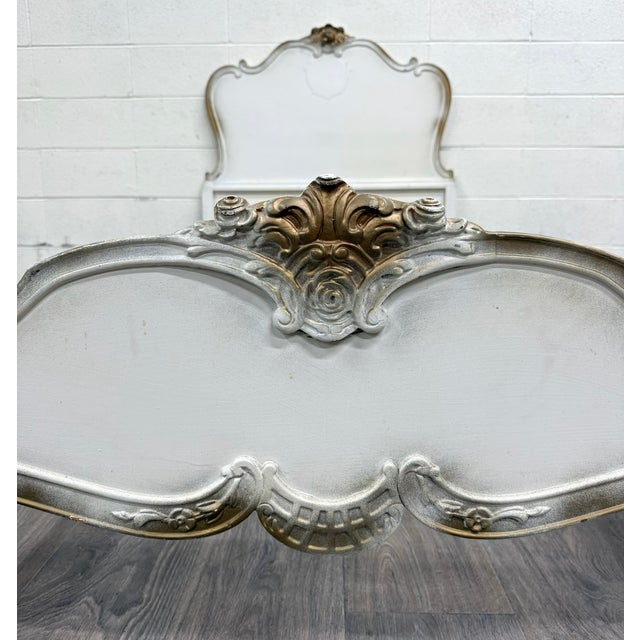Vintage Twin Size Winnebago Manufacturing Co French Provincial Rococo Style Bed For Sale - Image 11 of 14