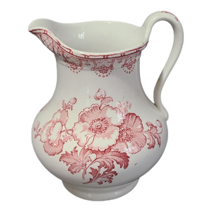 Vintage Kingston F. Winkle English Red Transfer Ware Floral Milk Pitcher