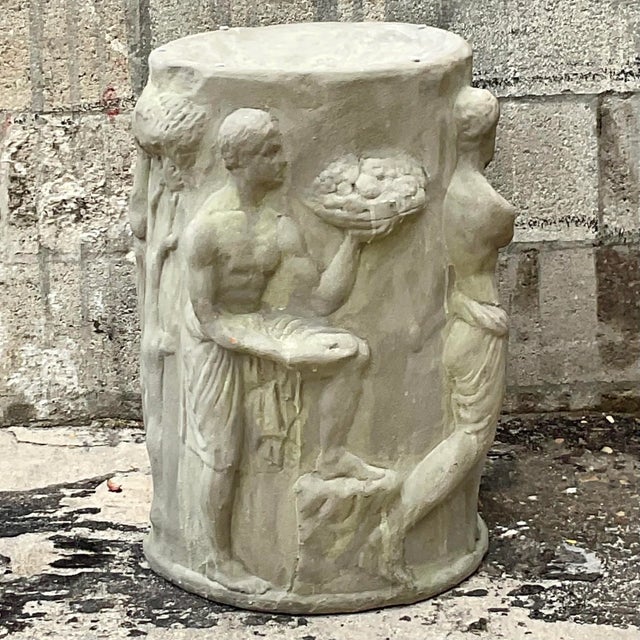 Sculpture Materials Vintage Boho Grand Tour Relief Pedestal For Sale - Image 7 of 8