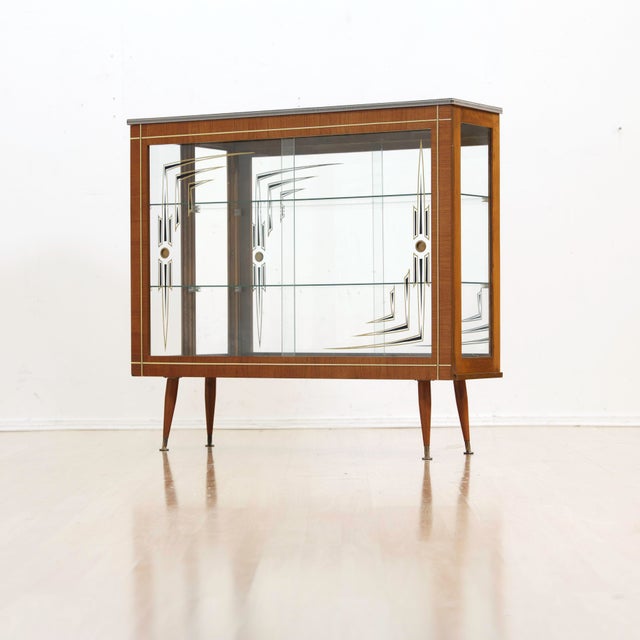 Mid-Century Modern 1950s Atomic Glass Curio Display Cabinet For Sale - Image 3 of 8