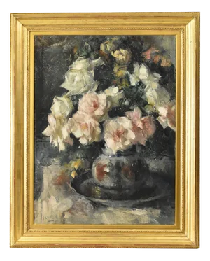 Jean Laudy, Still Life with Flowers, 20th Century, Oil on Canvas