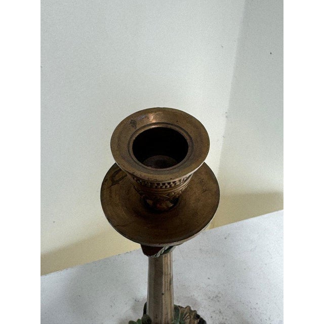19th Century 19th Century Italian Gilt Bronze and Patinated Brass Neoclassical Candlestick For Sale - Image 5 of 9